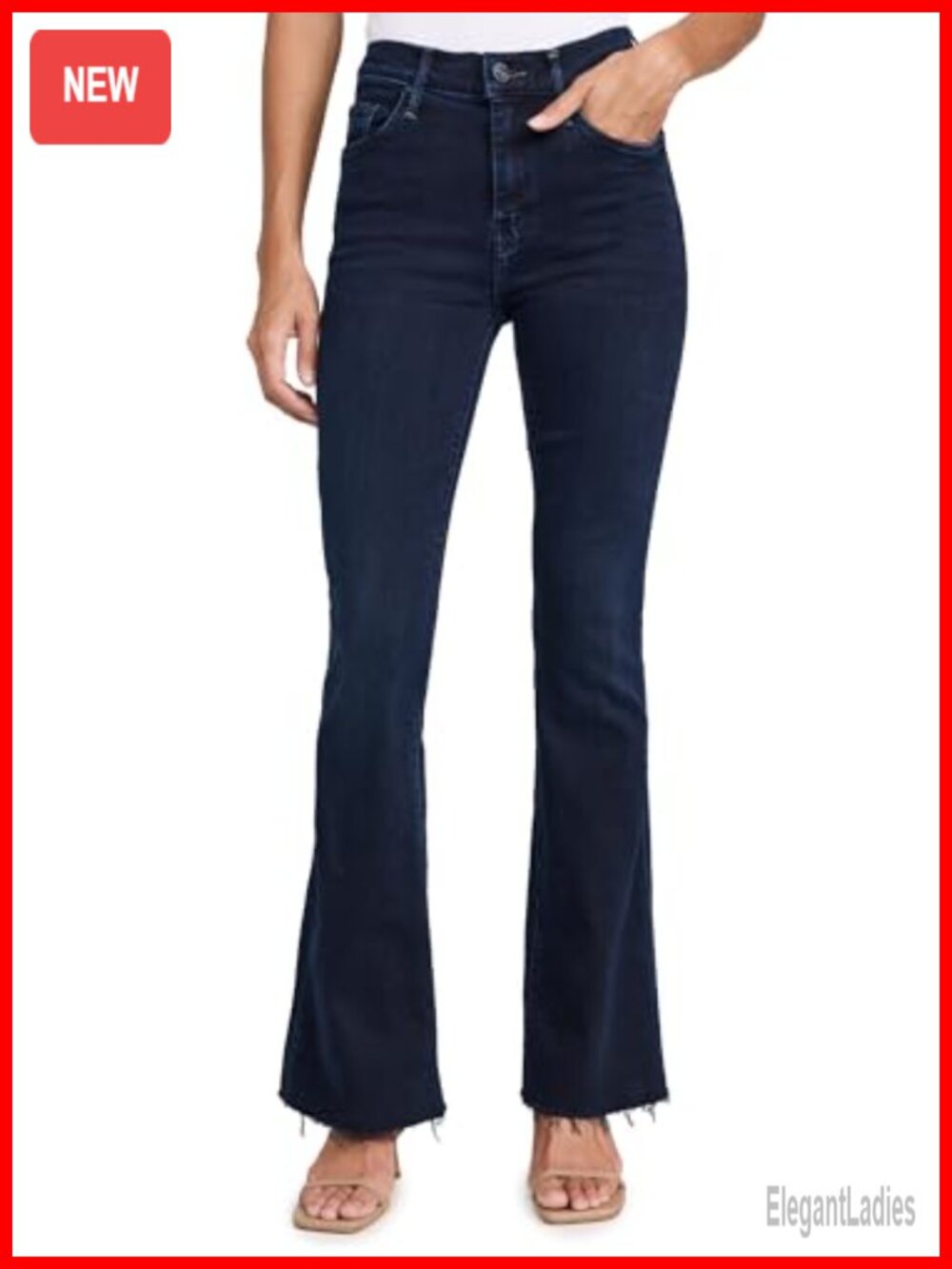 Weekender Fray Mid Rise Boot Cut Flared Jeans Super Stretch Denim